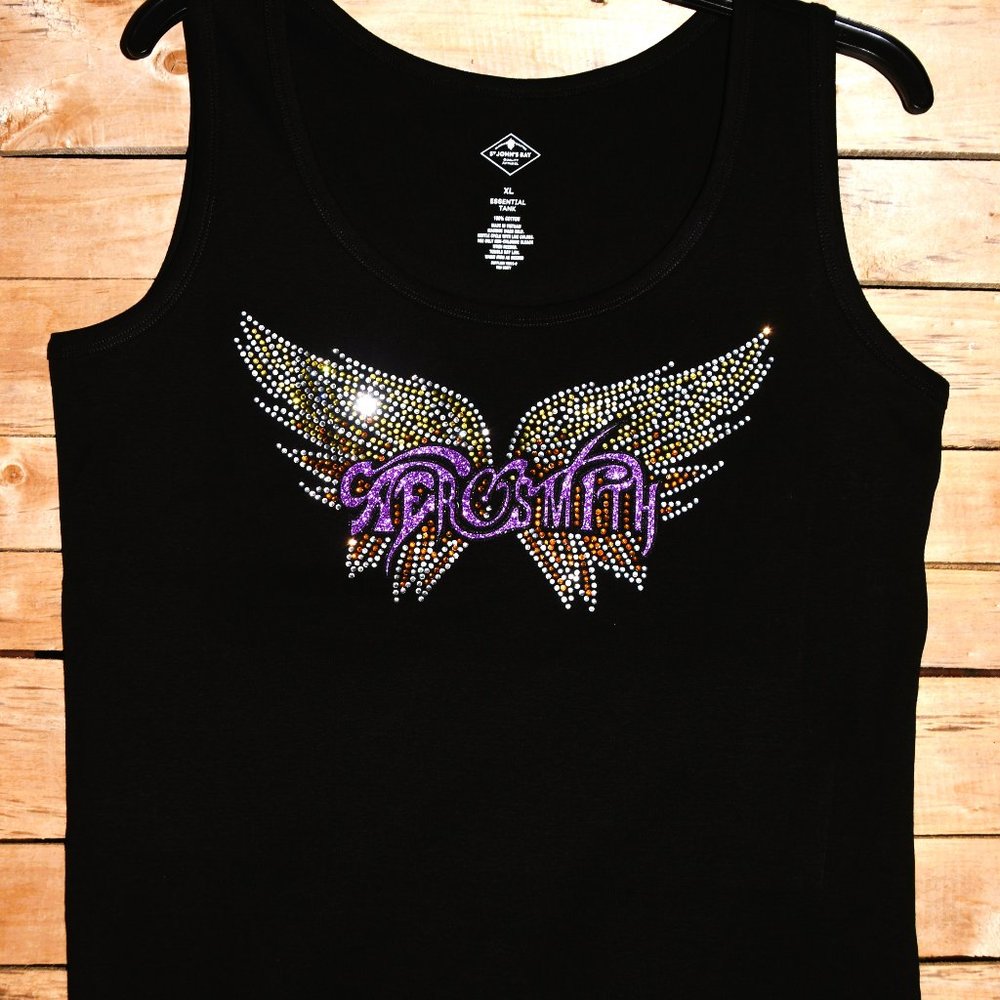 Aerosmith  Rhinestone & glitter bling Tank Top XS,S,M,L,XL,XXL,1X,2X,3X…